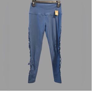 ALO Yoga Interlace Blue Size Medium Womens High Rise Leggings Activewear Stretch